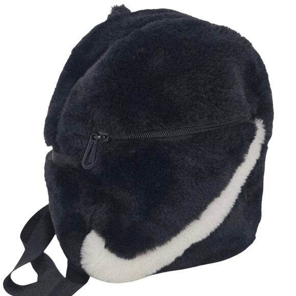 Nike Sportswear Futura 365 Faux Fur Mini Backpack Black & White Athleisure Sport - Picture 1 of 11